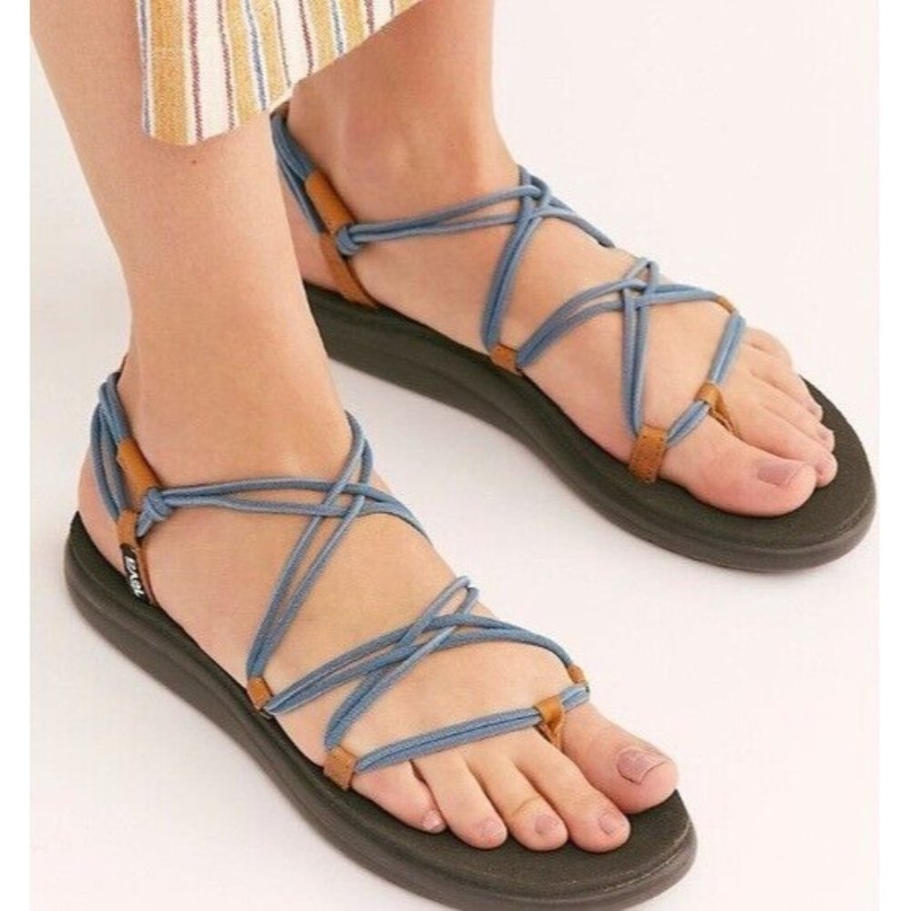 Teva Sandals Voya Infinity Blue Rope Ankle Strap Thong Strappy Women's 8M